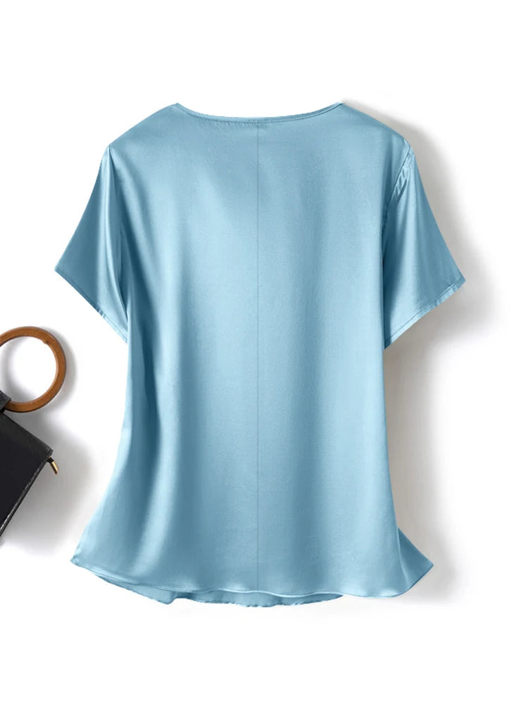 Satin Short-Sleeve Blouse (ZANZEA)