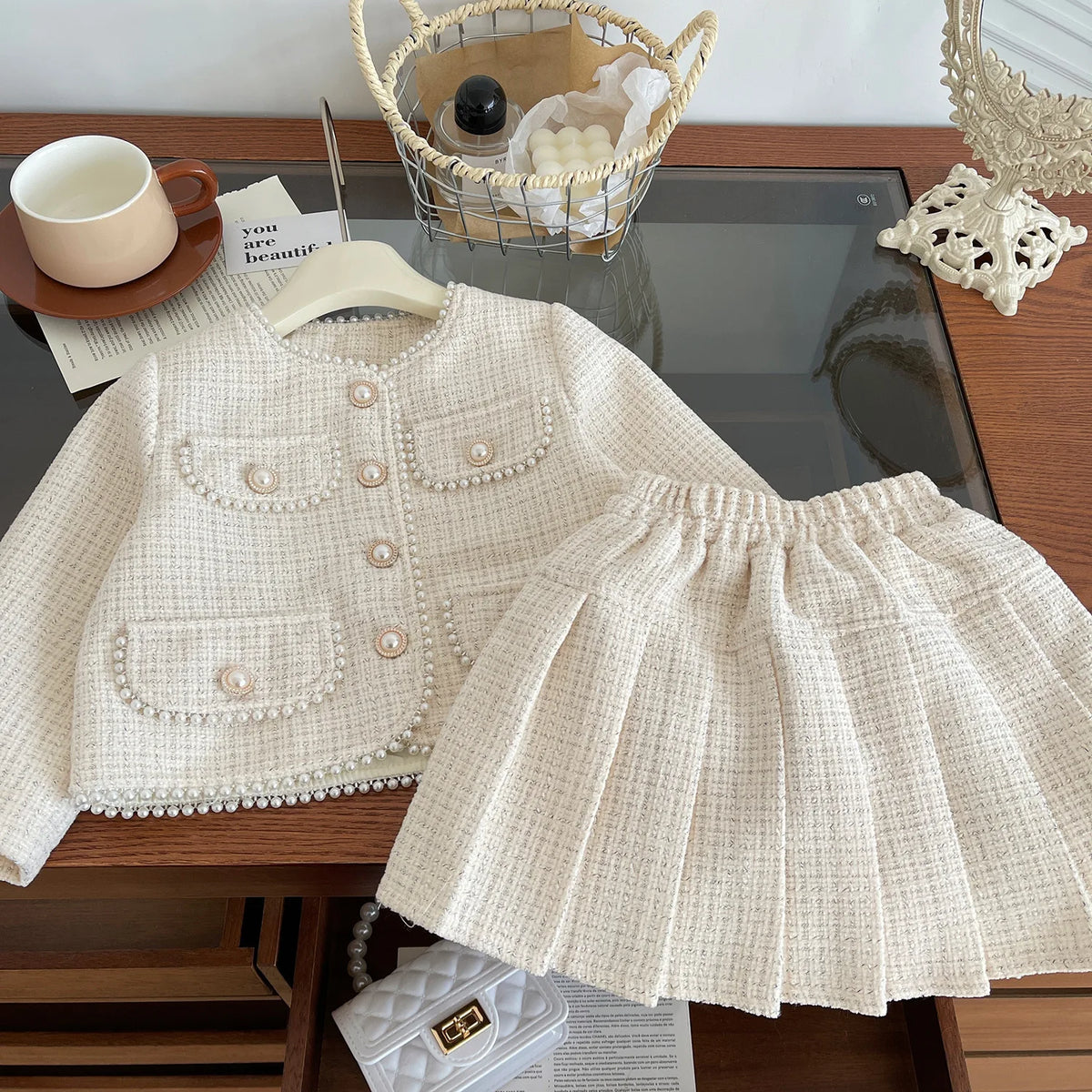 Teen Tweed Two-Piece Skirt Set