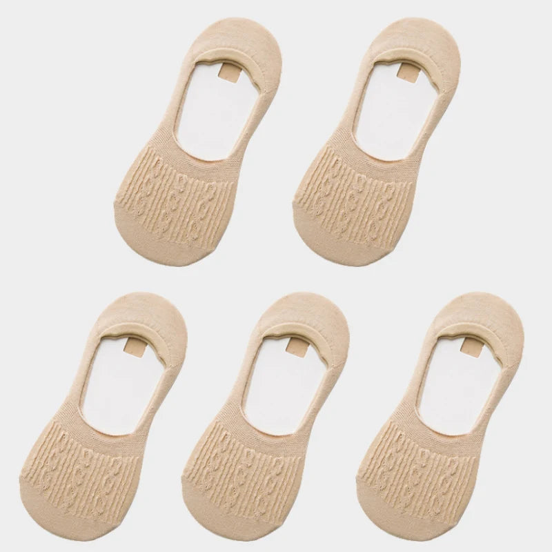 Women's Cotton Slipper Socks, 5-Pack