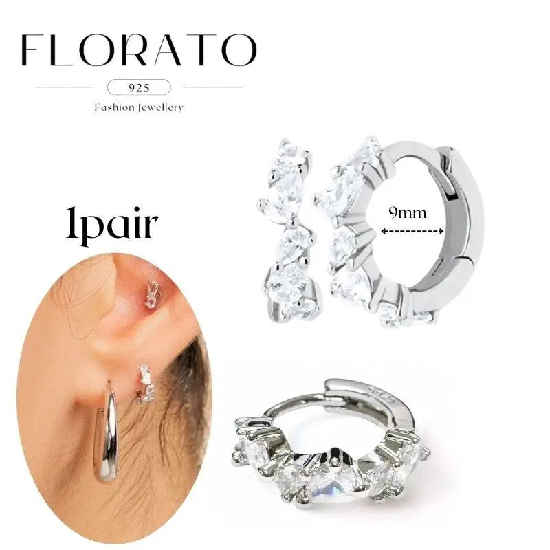 Sterling Silver Butterfly Pendant Hoop Earrings