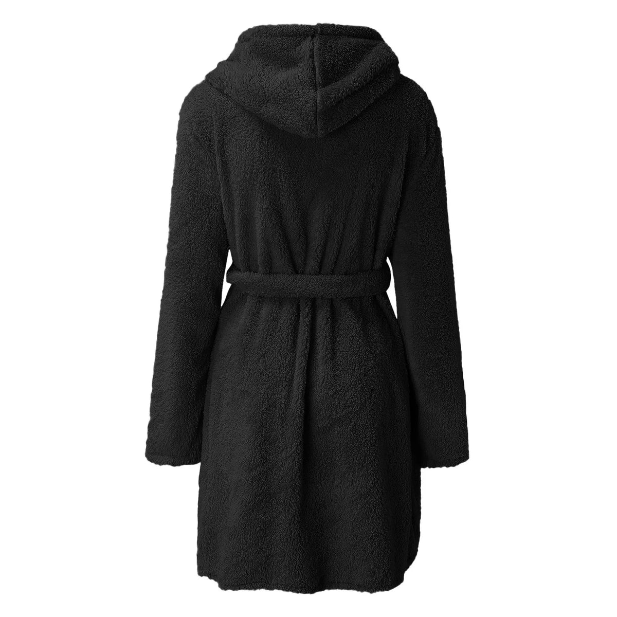 Women's Hooded Fluffy Plush Bathrobe