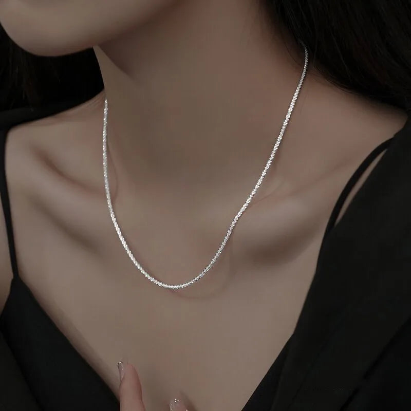 Sterling Silver Sparkling Collarbone Necklace