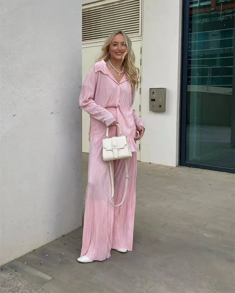 Women's Elegant Pleated Drape Two-Piece Set