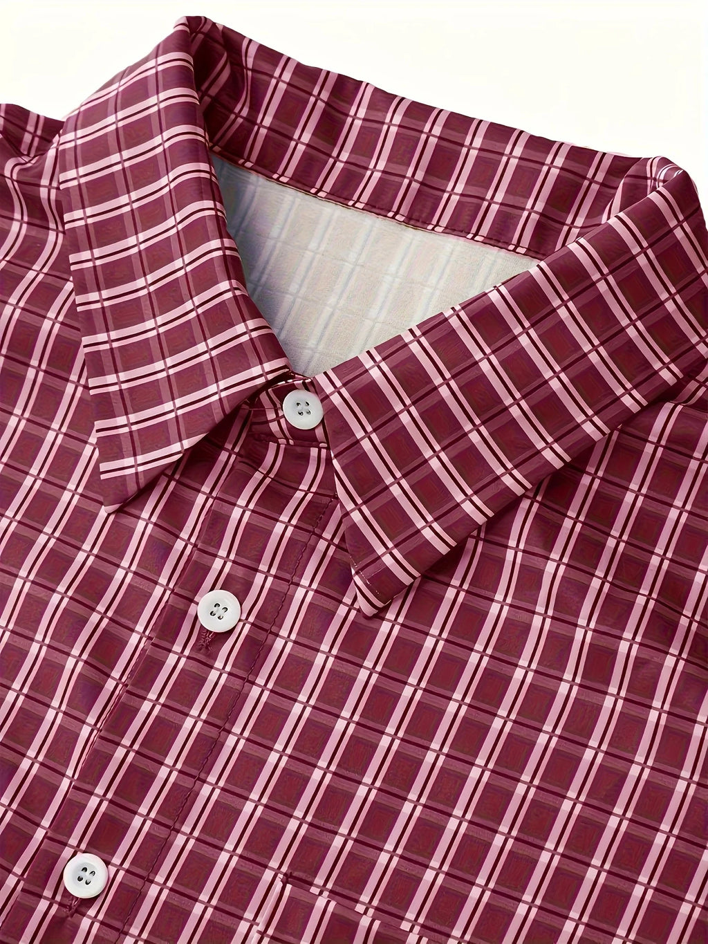 Men's Retro Red Checkered Button-Up Shirt
