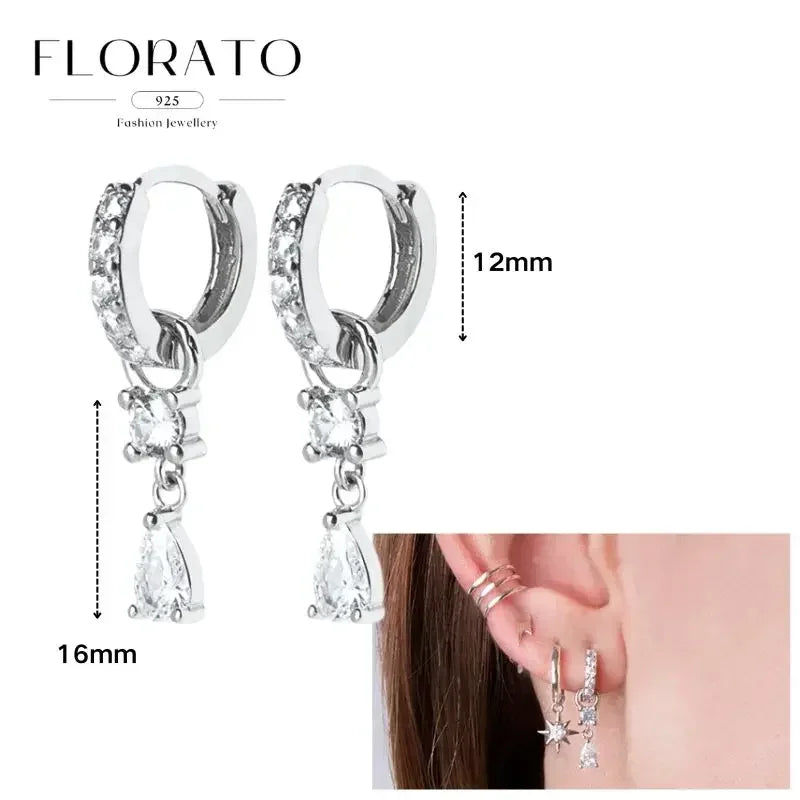 Sterling Silver Butterfly Pendant Hoop Earrings