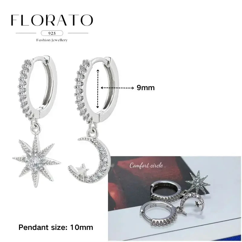 Sterling Silver Butterfly Pendant Hoop Earrings
