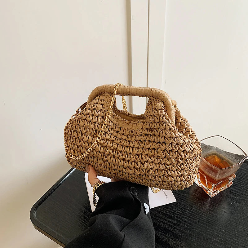 Women's Retro Woven Straw Clutch