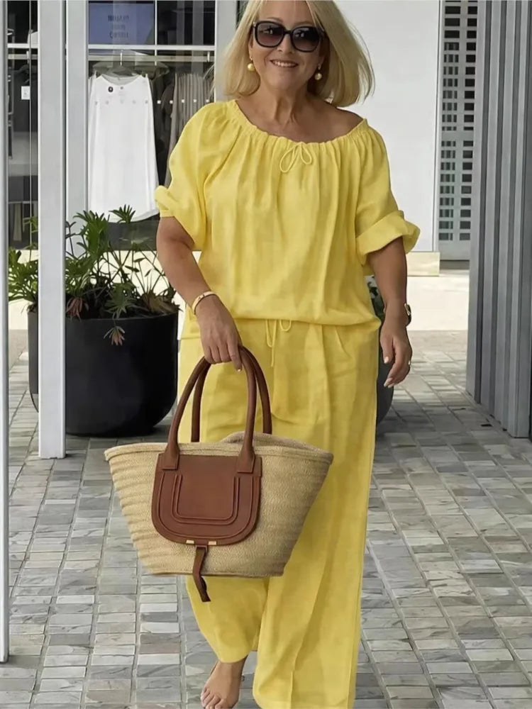 Women's Loose Drawstring Two-Piece Set
