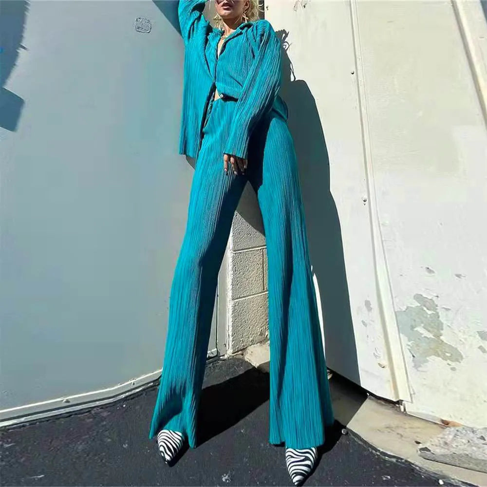 Women's Elegant Pleated Drape Two-Piece Set