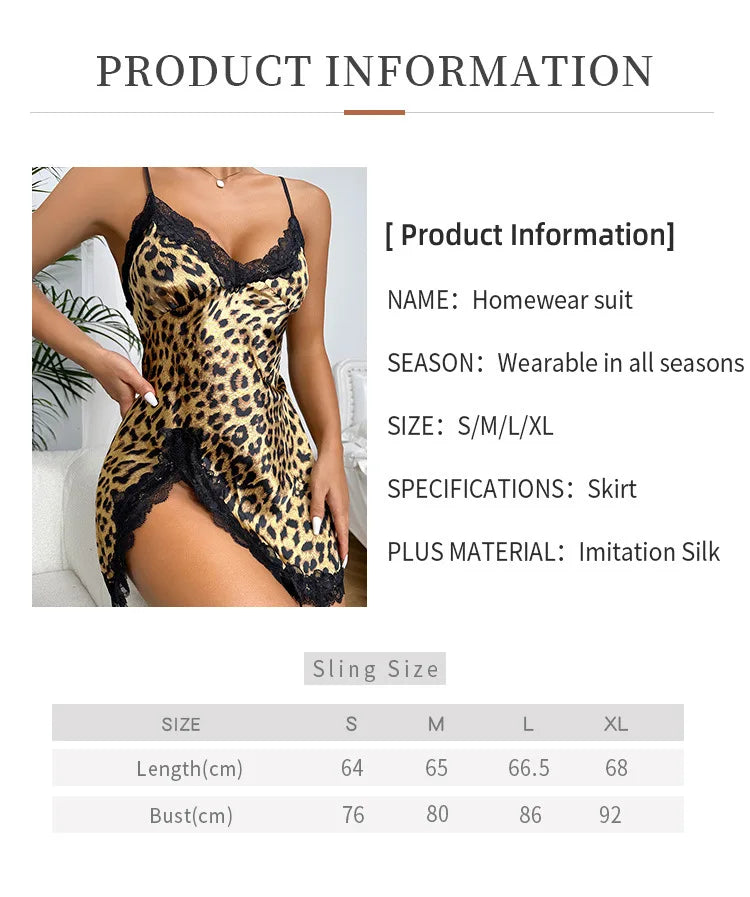 Young Women's Leopard Satin Nightgown