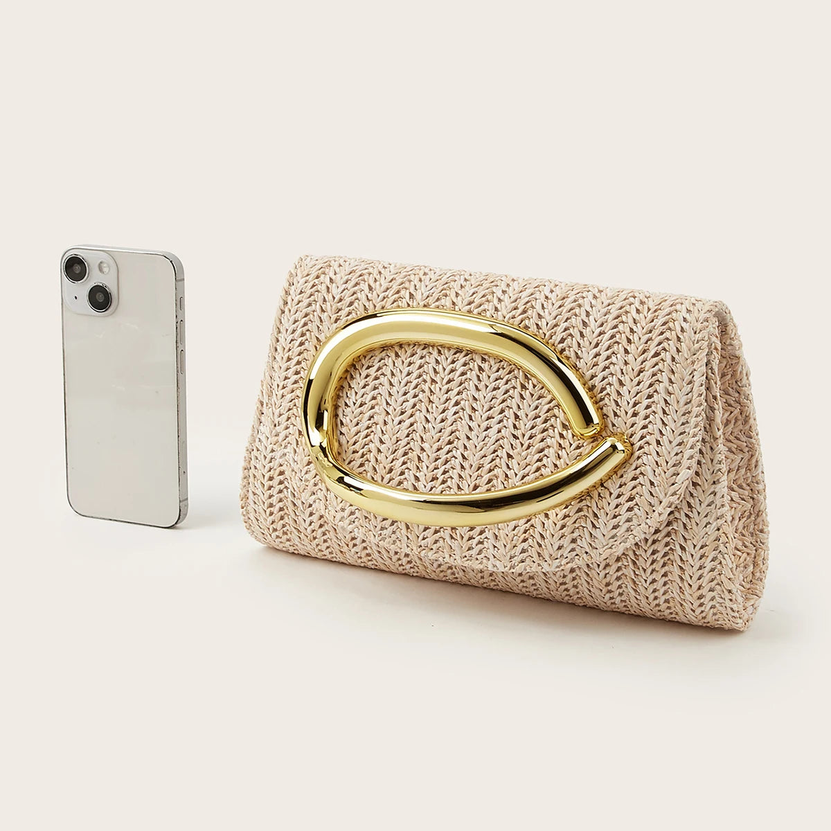 Women's Woven Flap Clutch with Detachable Strap