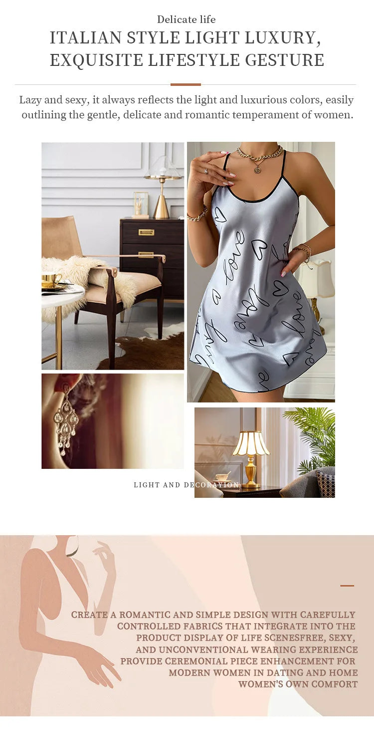 Young Women's Heart Letter Print Nightdress