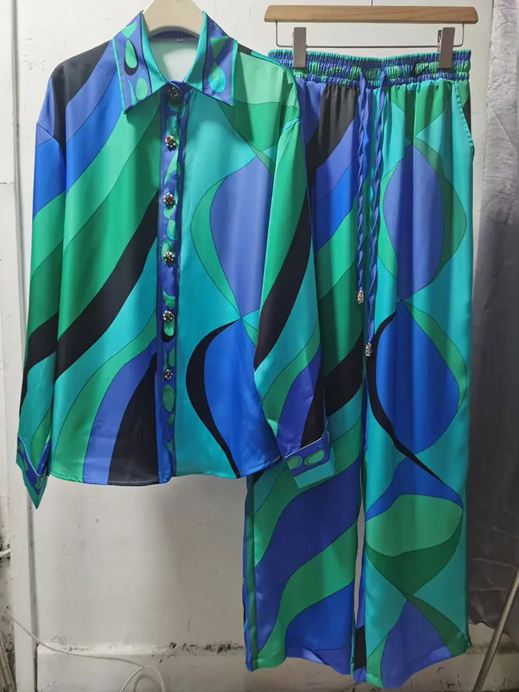 Women's Abstract Print Two-Piece Set