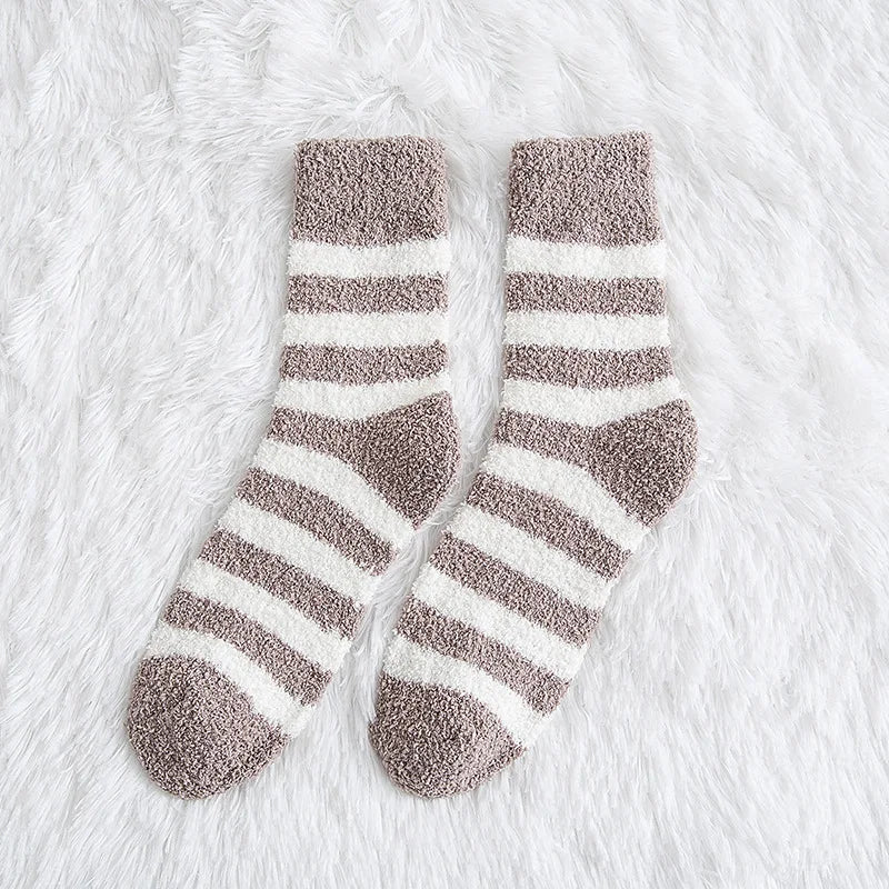 Men's Striped Fluffy Winter Crew Socks
