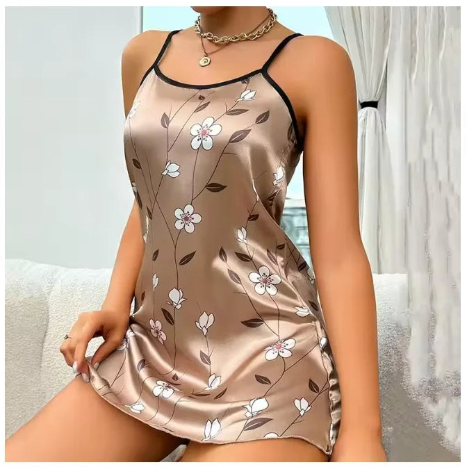 Young Women's Floral Satin Nightgown