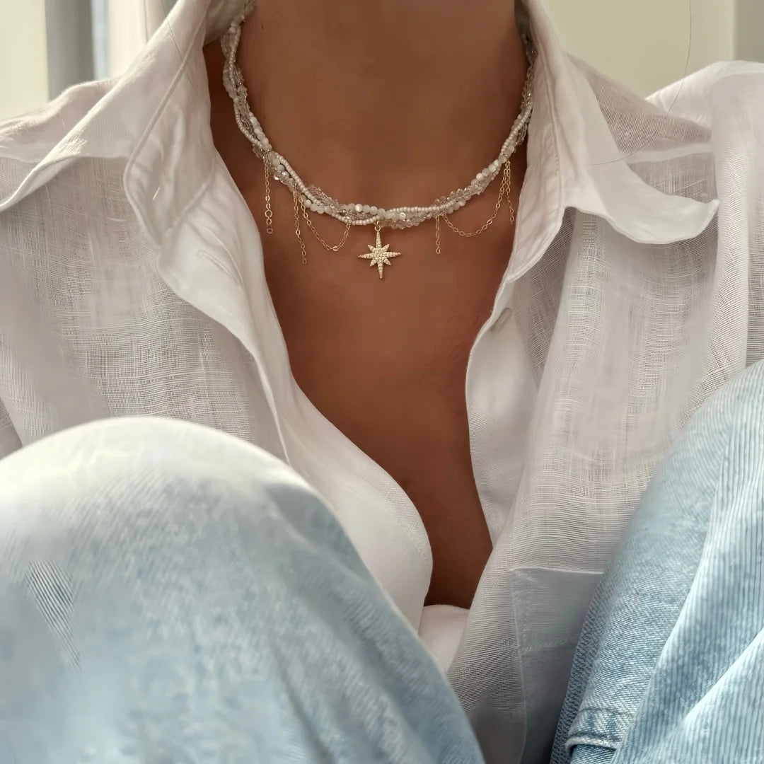 Women's Minimalist Pearl Tassel Necklace