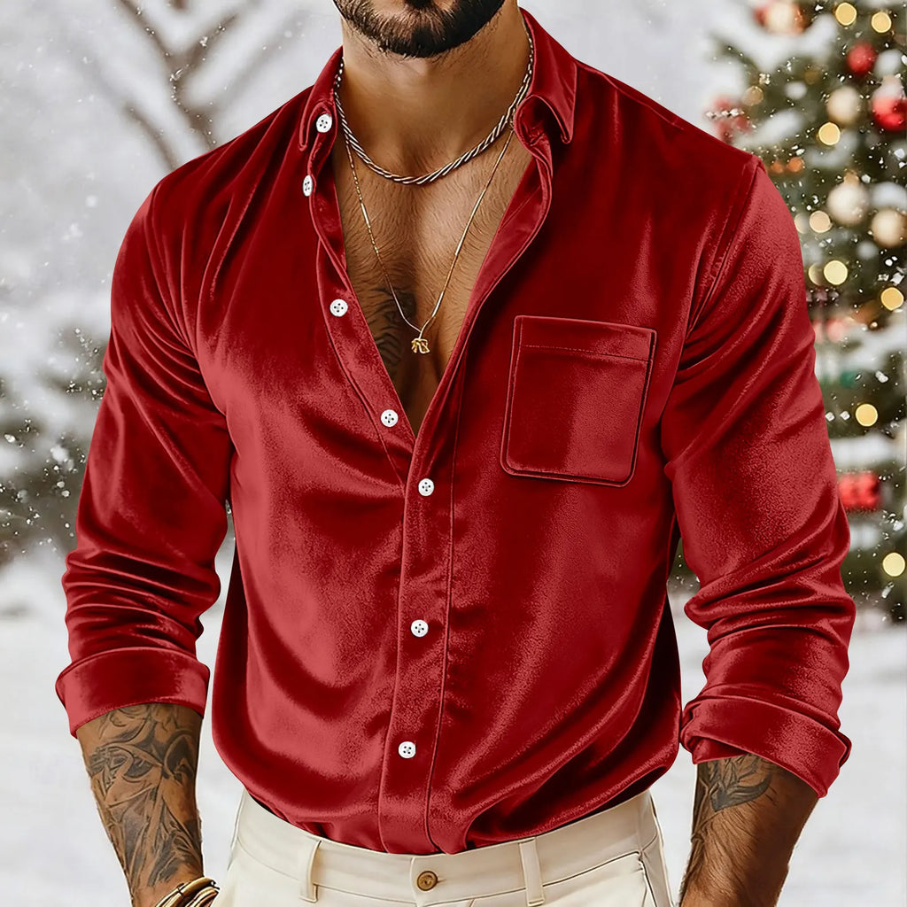 Men's Velvet Button-Down Shirt