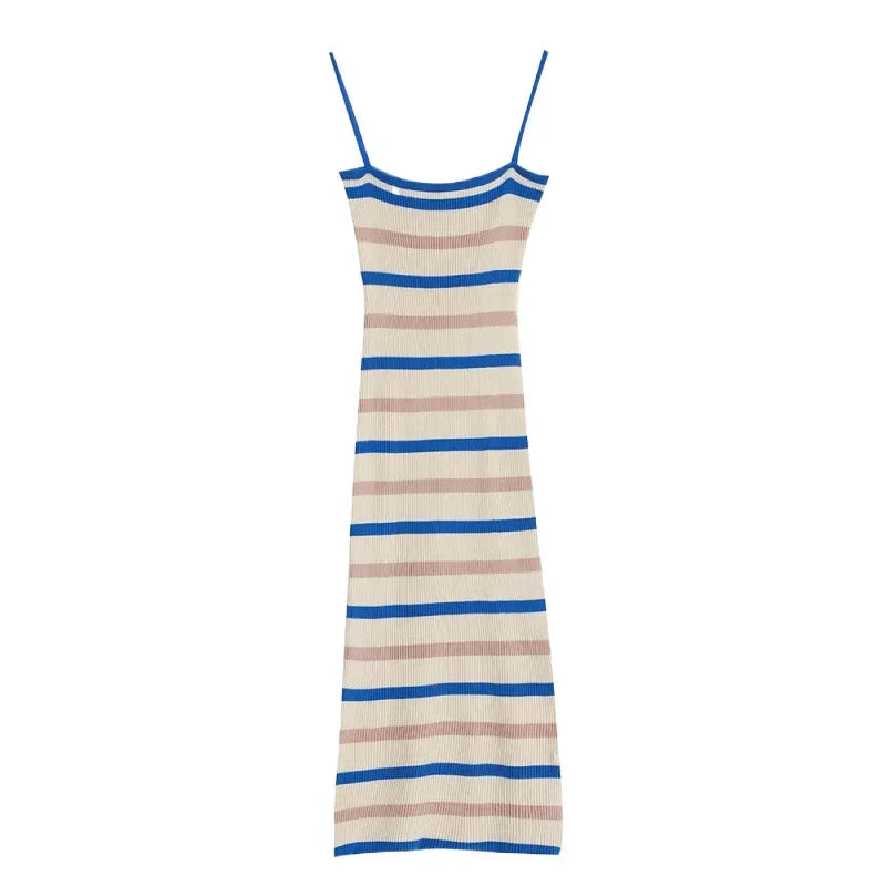 Women's Striped Knit Camisole Midi Dress – Sleek Everyday Style