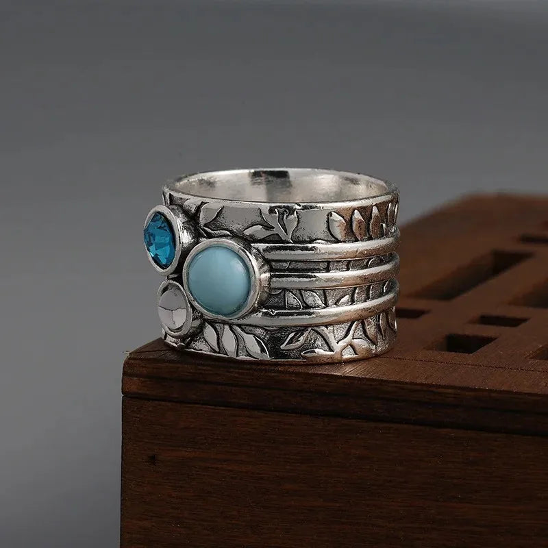 Women's Vintage Natural Stone Charm Ring