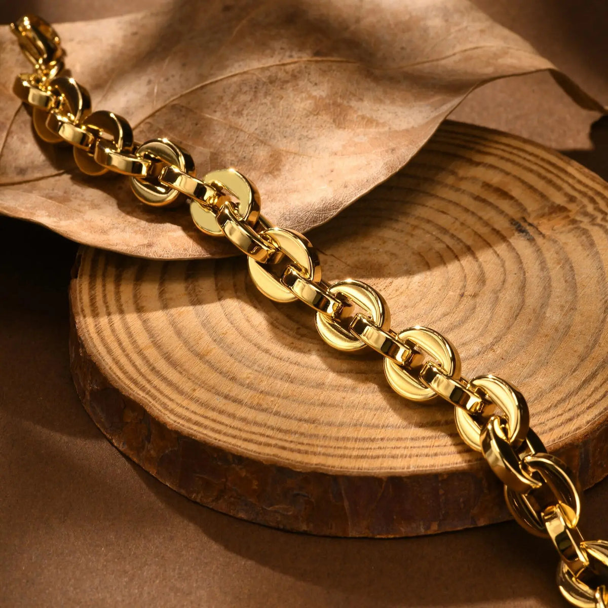 Women's Gold Stainless Steel Link Chain Bracelet