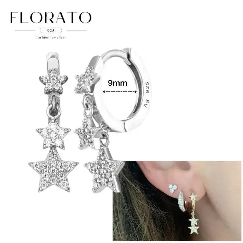 Sterling Silver Butterfly Pendant Hoop Earrings