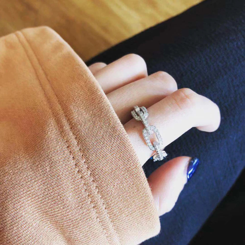 Women's Geometric Cubic Zirconia Ring – Platinum Plated