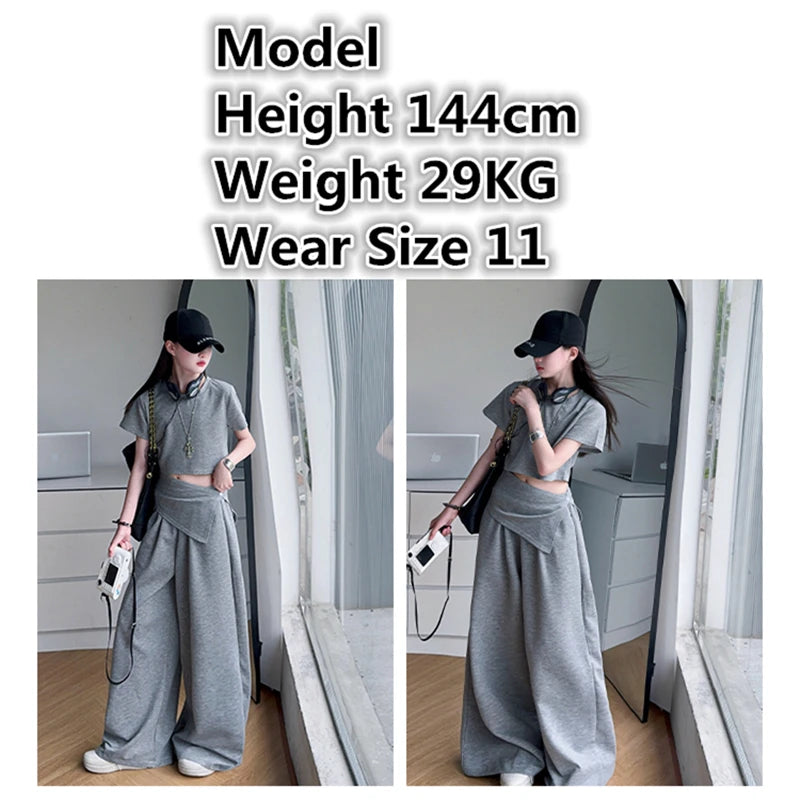 Girls' Crop Top & Pants Two-Piece Set
