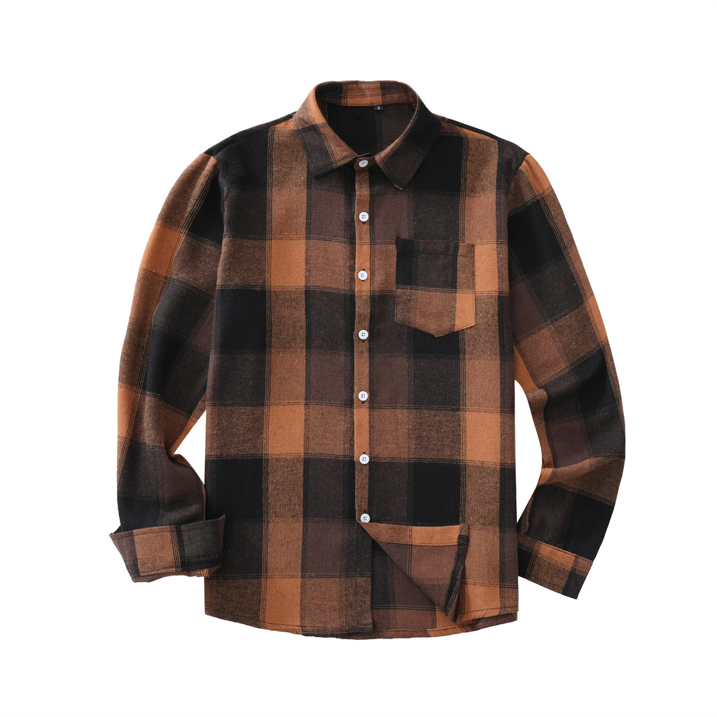 Men's Red Plaid Button-Down Shirt