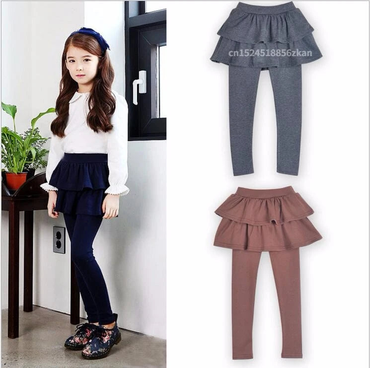 Girls Leggings with Skirt Overlay