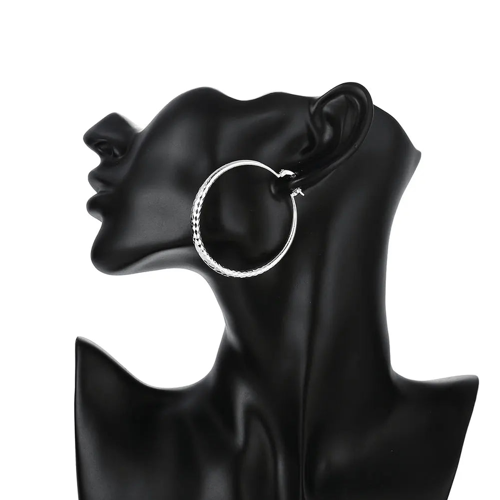 Women's 925 Sterling Silver Circle Hoop Earrings
