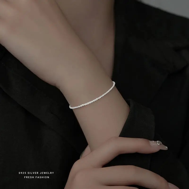 Sterling Silver Sparkling Collarbone Necklace