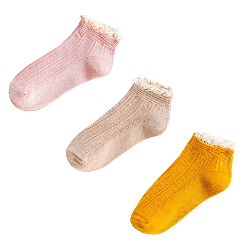 Women's Solid Lace Ruffle Socks, 4-Pack