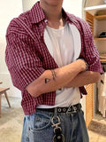 Men's Retro Red Checkered Button-Up Shirt