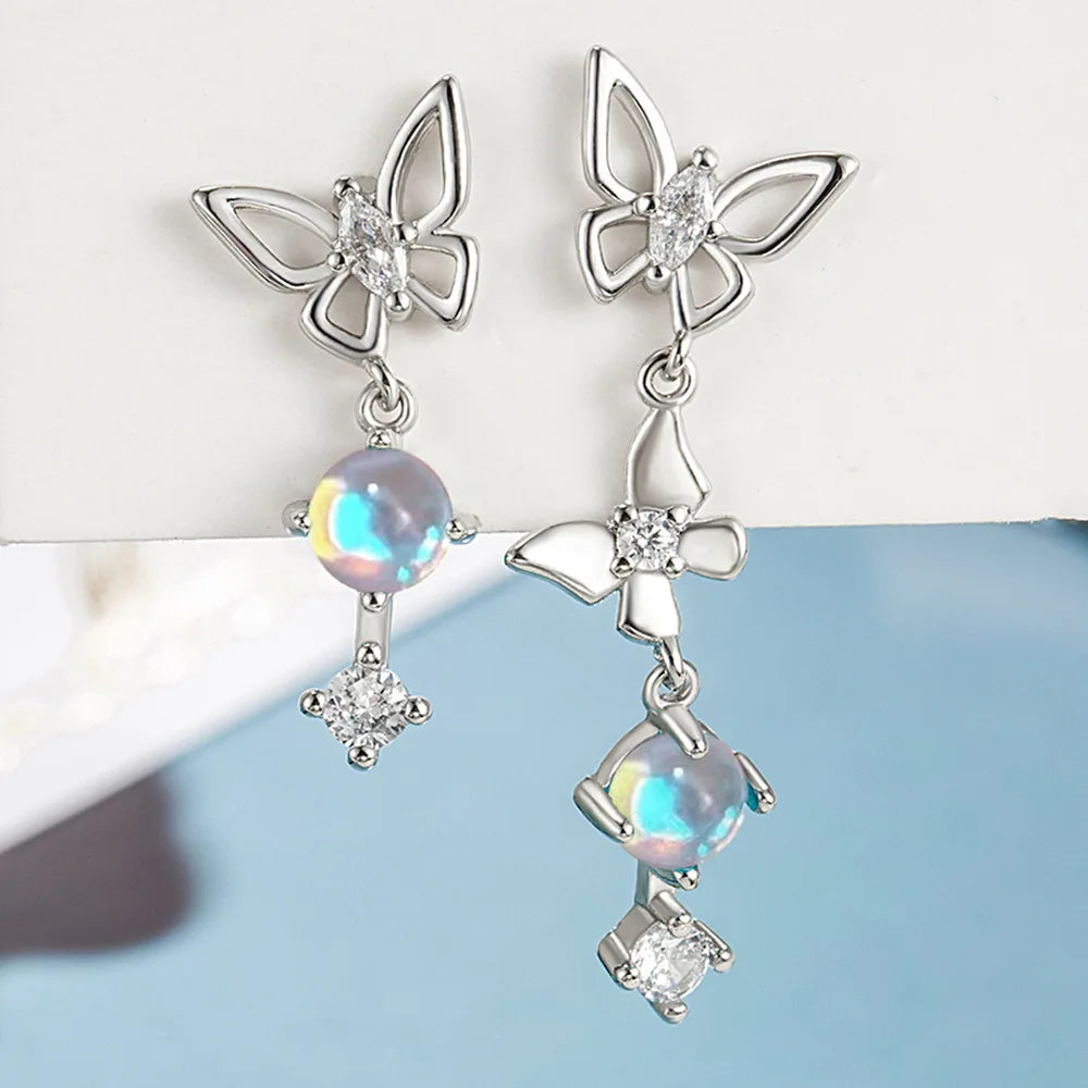 Sterling Silver Hollow Butterfly Stud Earrings