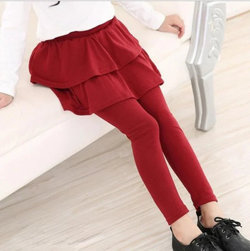 Girls Leggings with Skirt Overlay