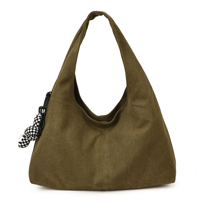 Women's Solid-Color Canvas Shopper Tote