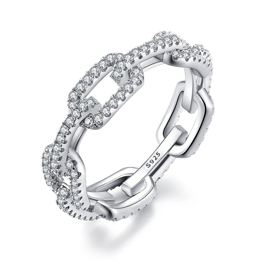 Women's Geometric Cubic Zirconia Ring – Platinum Plated