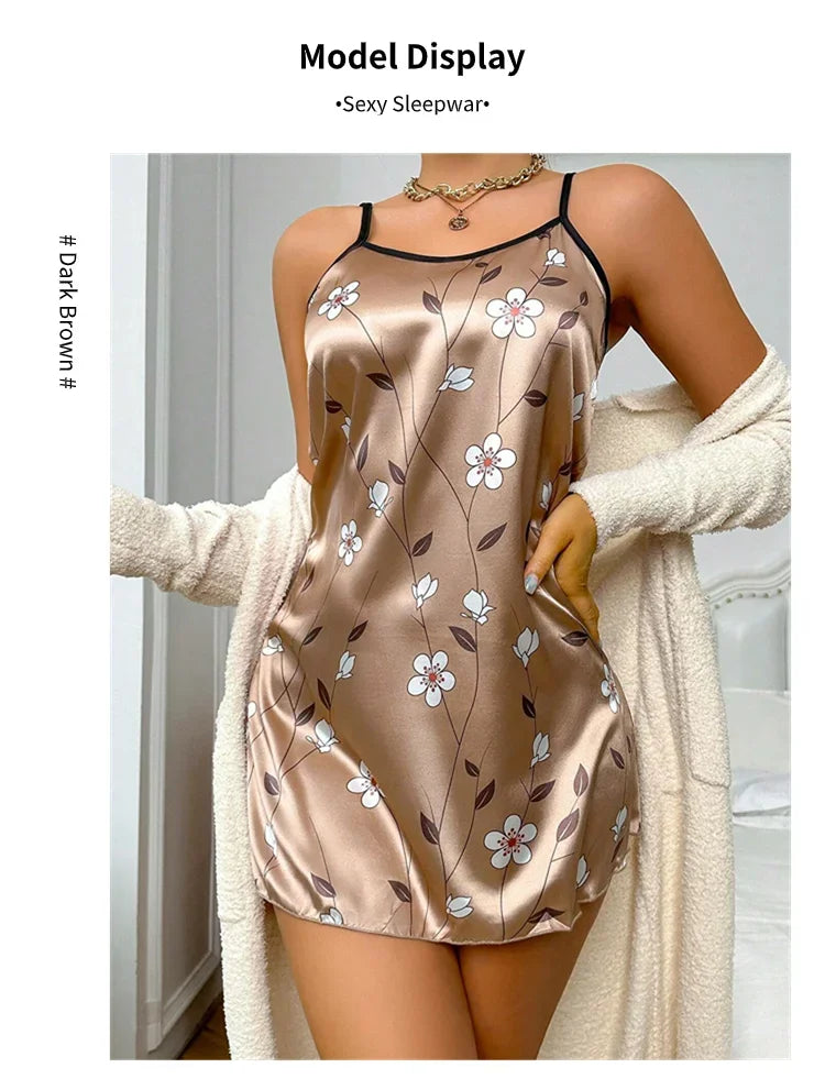 Young Women's Floral Satin Nightgown
