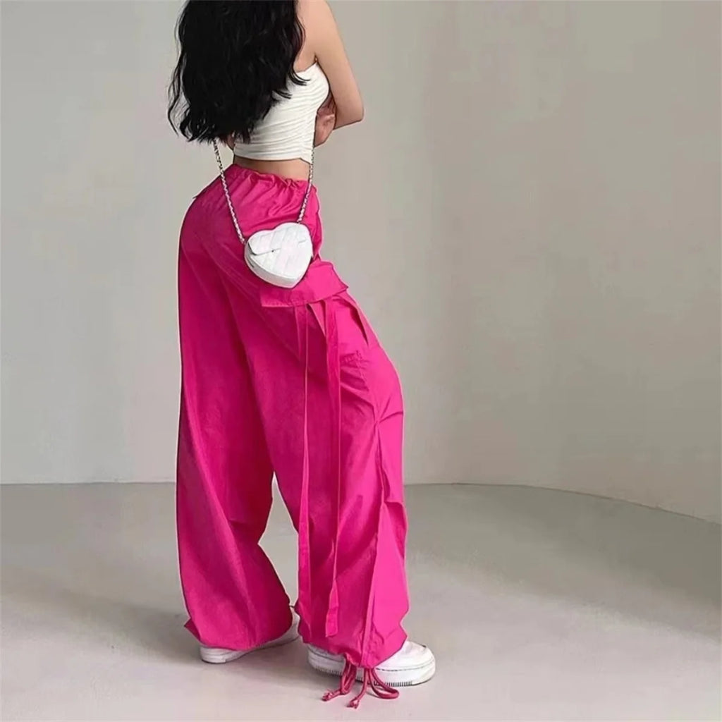 Women's Red Cargo Joggers