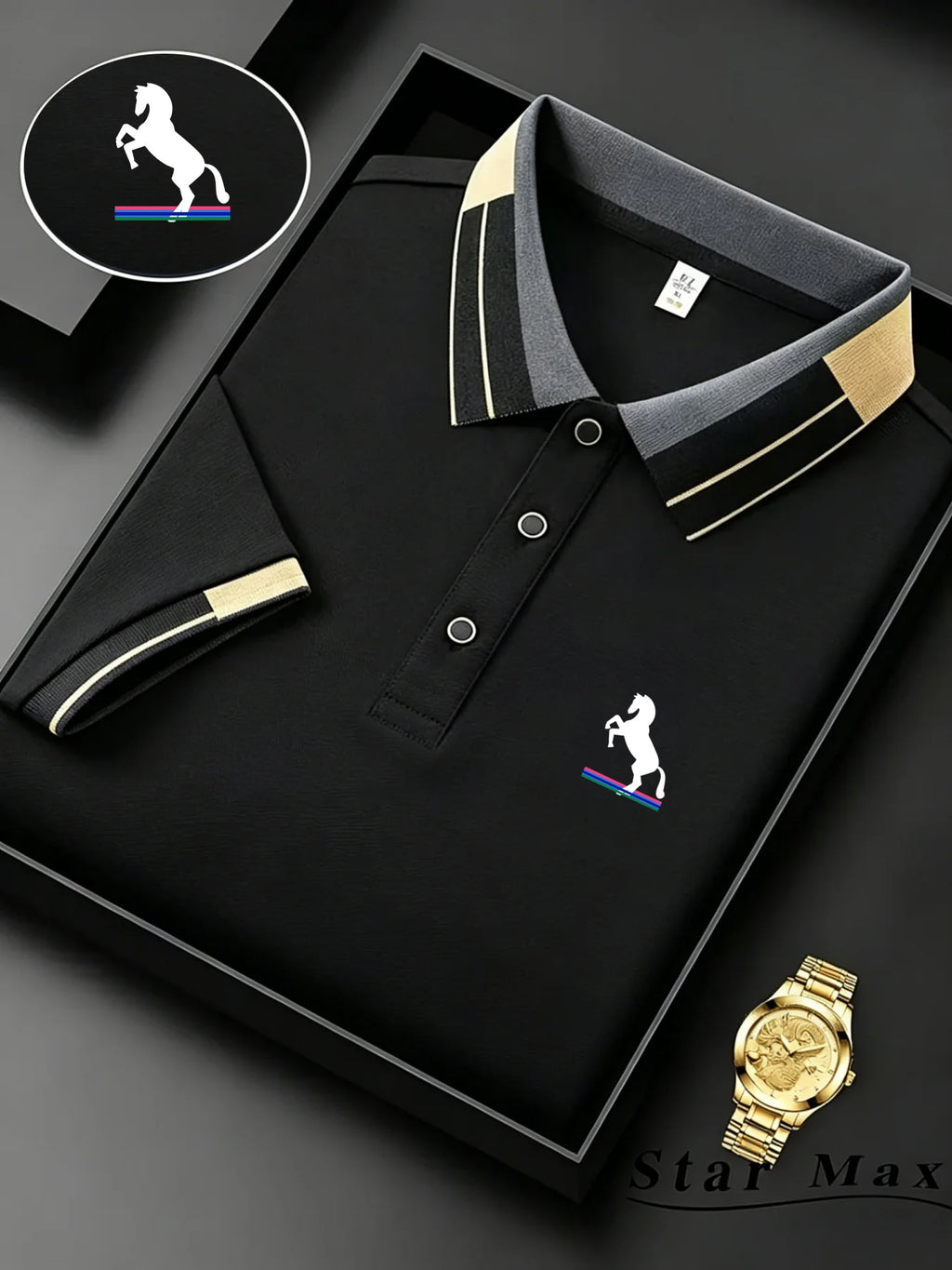 Men's Horse Embroidery Polo Shirt