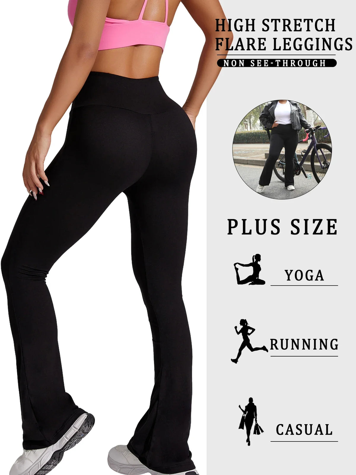 Women's Plus-Size Flare Yoga Pants