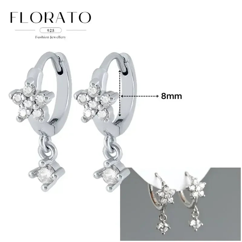 Sterling Silver Butterfly Pendant Hoop Earrings