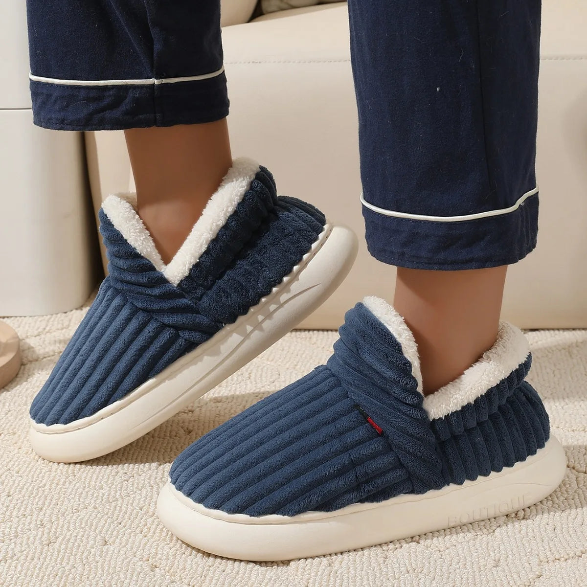 Men's Fluffy Ankle-Boot Slippers