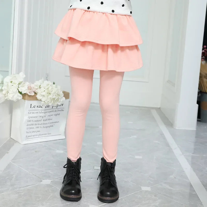 Girls Leggings with Skirt Overlay