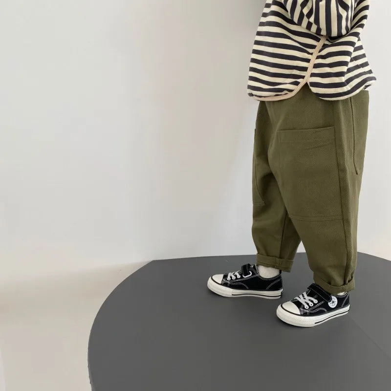 Kids Solid Cargo Pants
