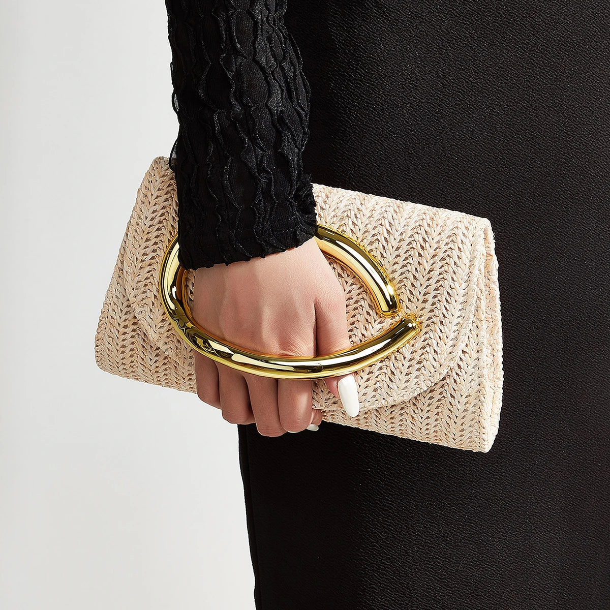 Women's Woven Flap Clutch with Detachable Strap