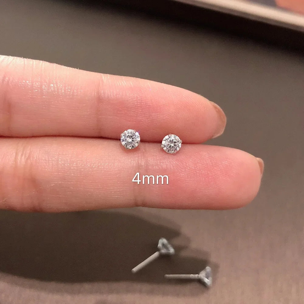 Sterling Silver Tiny Crystal Stud Earrings