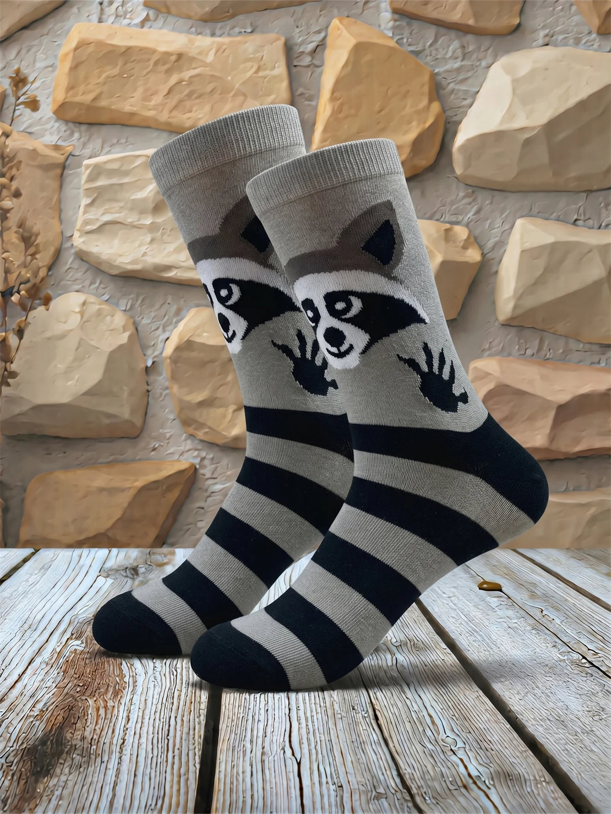 Men's Cute Raccoon Crew Socks