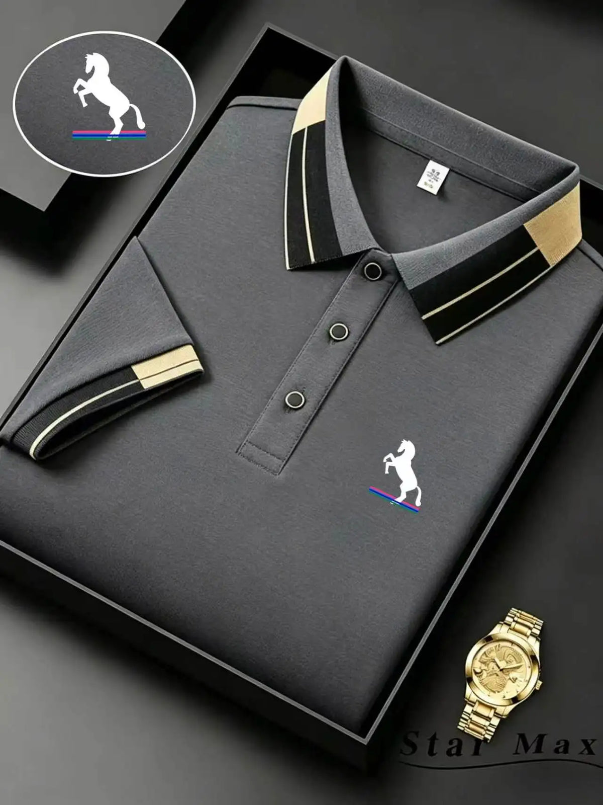 Men's Horse Embroidery Polo Shirt