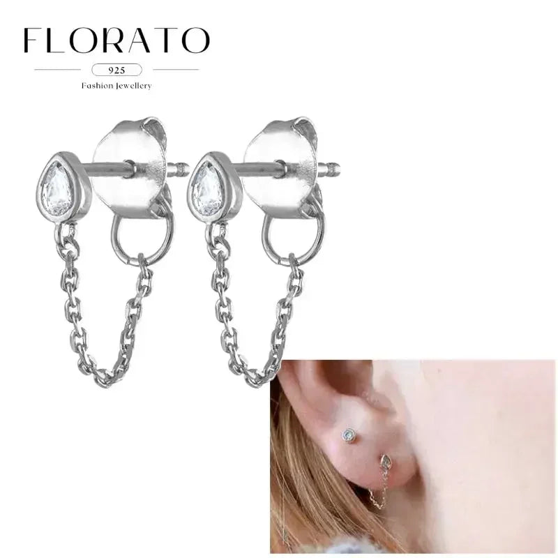 Sterling Silver Butterfly Pendant Hoop Earrings
